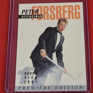 1991 FRENCH PREMIERE EDITION, PETER FORSBERG 1'ST. ROUND DRAFT PICK HOCKEY CARD!